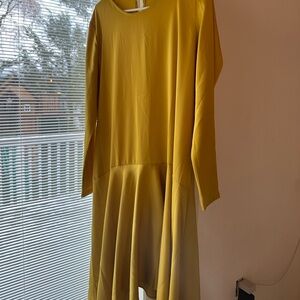HOUSE OF LANCRY Mustard satin assymetrical dress